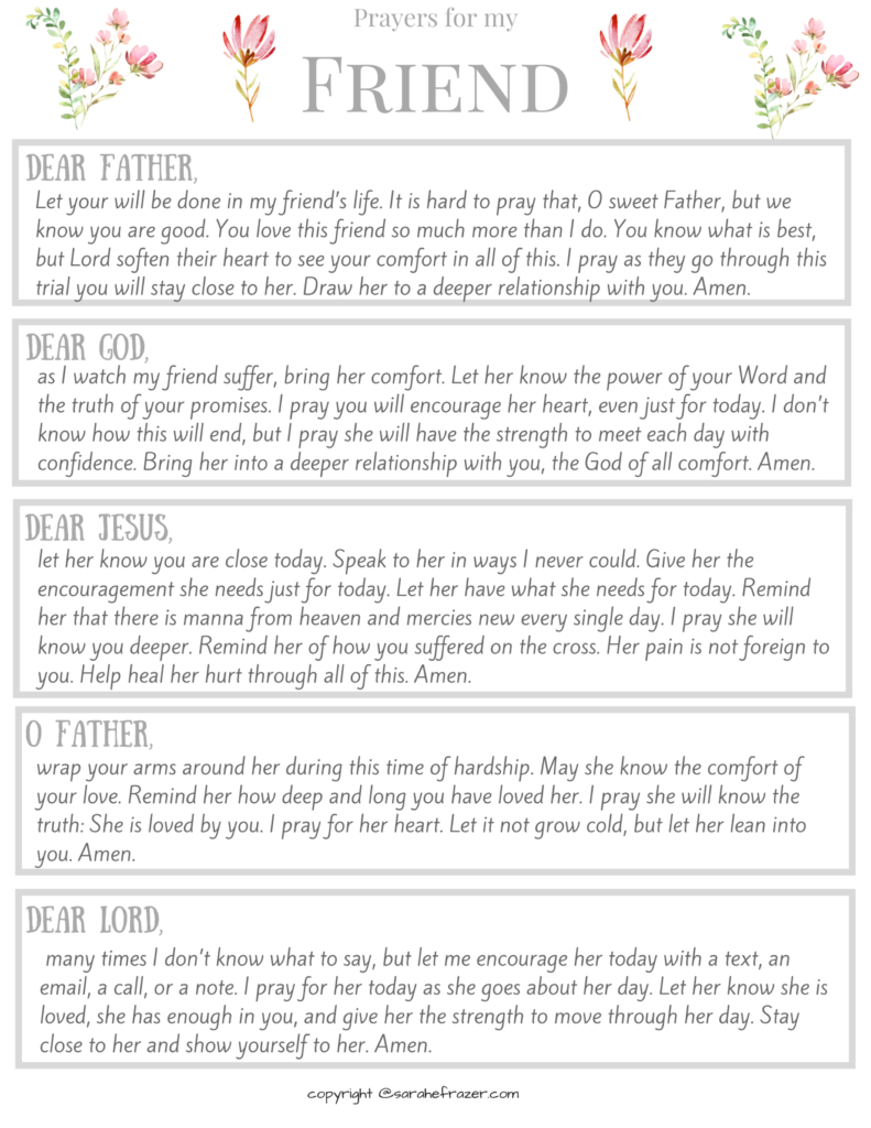 Printable Prayers For Your Friend | Prayer Journal | Printable | Free Printable Prayer Cards