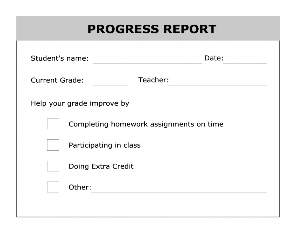 Printable Progress Report Template | Good Ideas | Progress Report | Free Printable Grade Cards