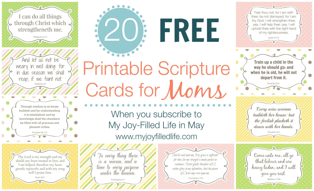 Printable Scripture Cards For Moms - Free For Subscribers - My Joy | Free Printable Scripture Cards
