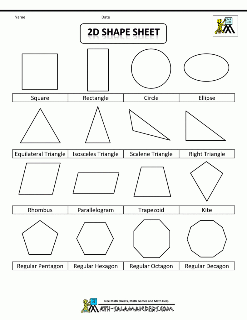 Printable Shapes 2D And 3D | Geometric Shapes Printable Flash Cards