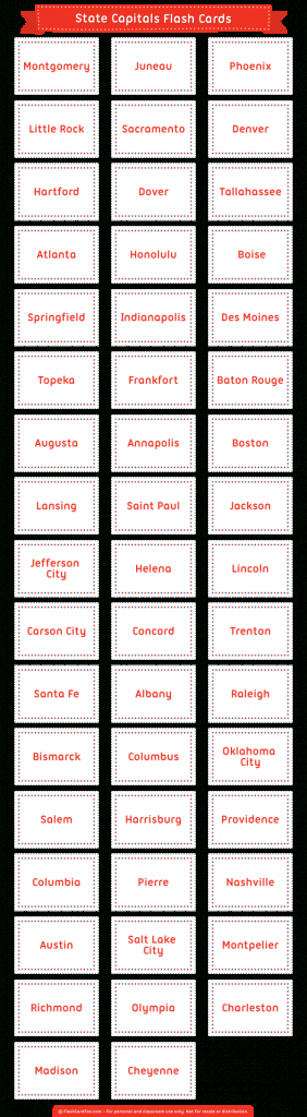 Printable State Capitals Flash Cards | State Capitals Flash Cards Printable