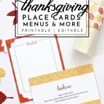 Printable Thanksgiving Place Cards, Menu Cards, Thankful Cards And | Printable Thanksgiving Place Cards