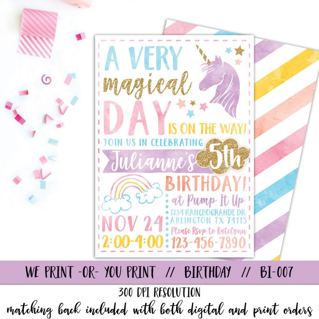 Printable Unicorn Invitation, Unicorn Party Invitation, Magical | 7Th Birthday Invitation Card Printable
