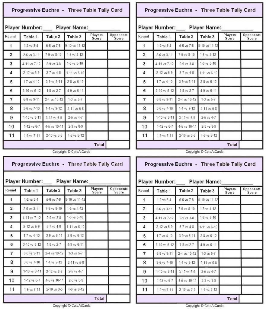 Printable Euchre Score Cards For 8 Players Best FREE Printable