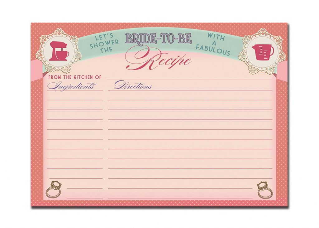 Recipe Card Bridal Shower Vintage Pink 5X7 4X6 3X5 Diy Printable Or | Printable Vintage Recipe Cards