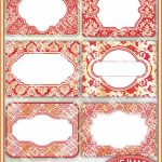 Red And Gold Damask Printable Labels & Tags For Gift Tags | Etsy | Free Printable Damask Place Cards