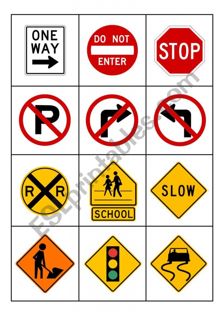 Road Signs - Esl Worksheetmytijana | Printable Road Signs Flash Cards