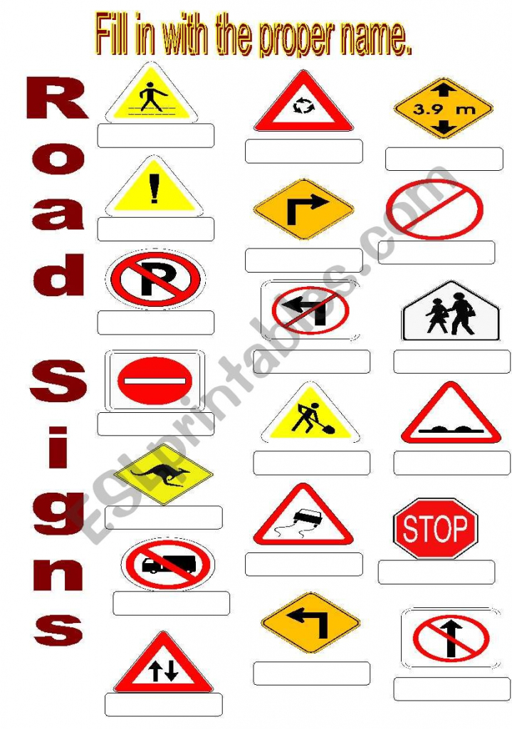 Road Signs - Esl Worksheetsuda | Printable Road Signs Flash Cards