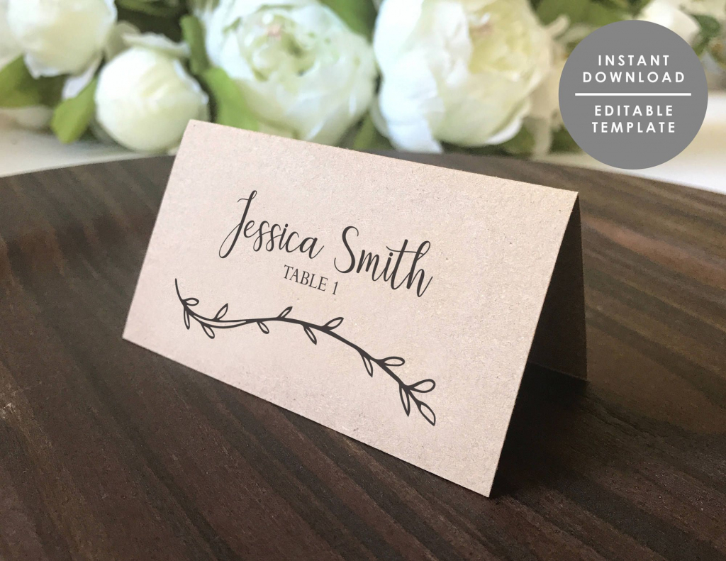 Rustic Place Card Template, Wedding Name Card, Wedding Place Card | Printable Wedding Place Cards