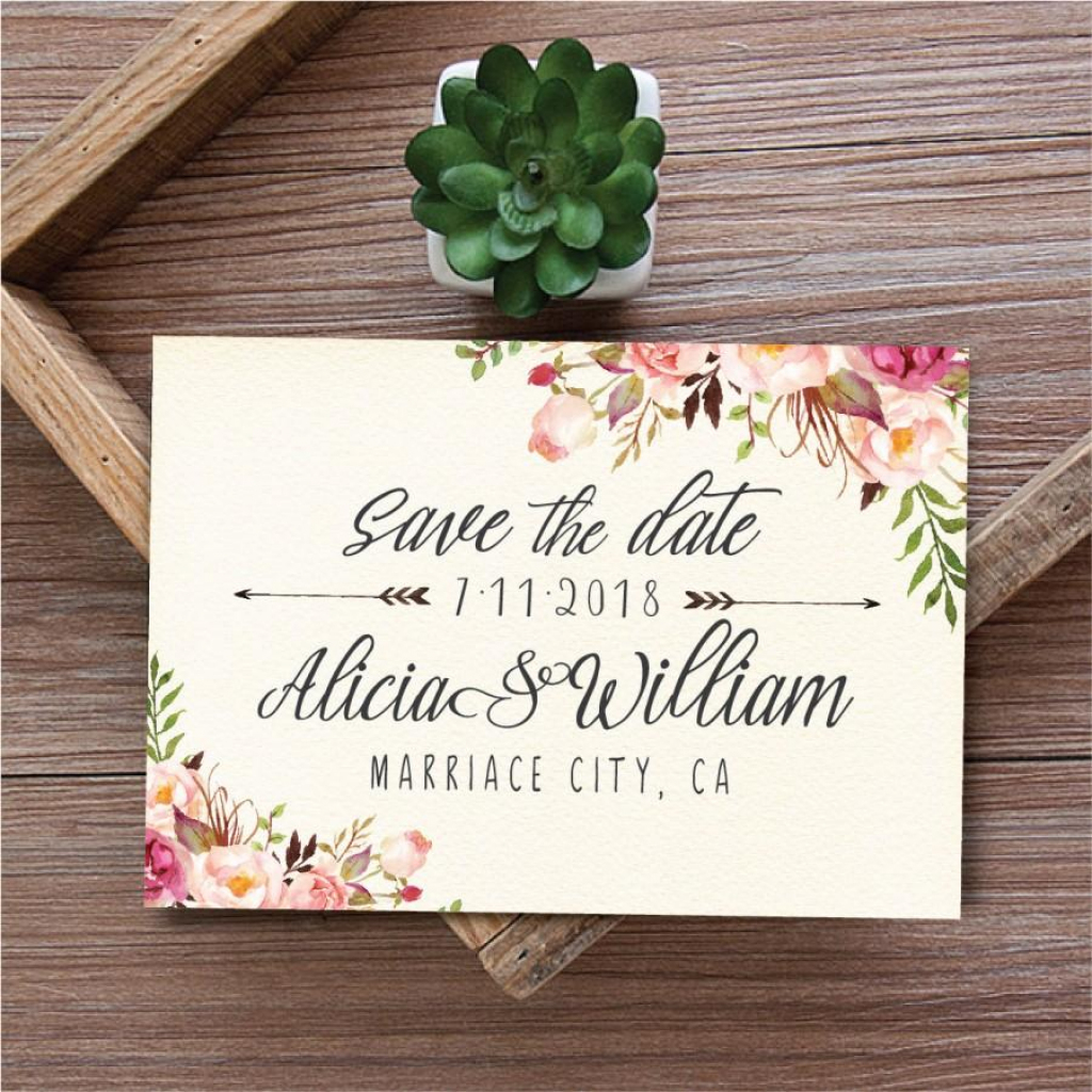Save The Date Template, Printable Save The Date Card, Boho Save The | Printable Save The Date Wedding Cards