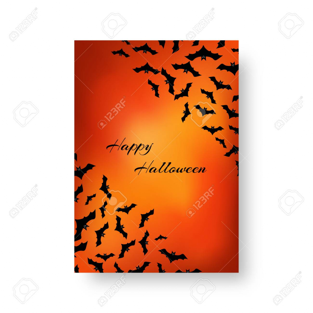 Scary Greeting Card Template With Bats For Festive Halloween | Free Online Christmas Photo Card Maker Printable