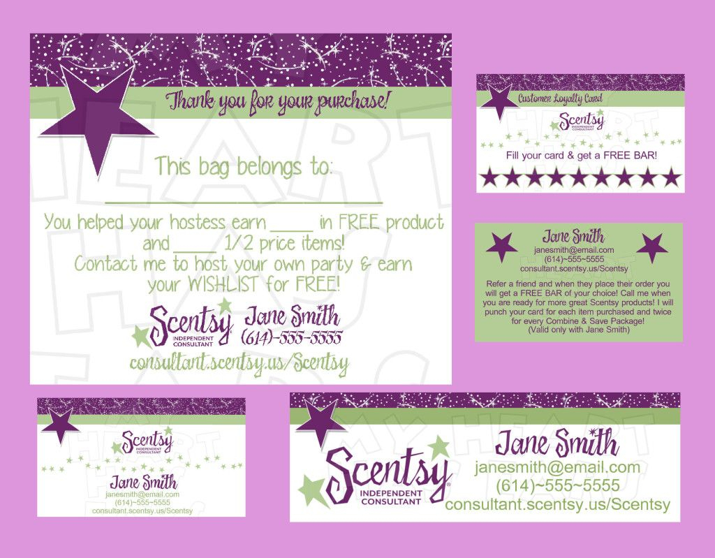 Scentsy Business Bundle Custom Printable Digital Business Cards, Bag | Free Printable Scentsy Business Cards