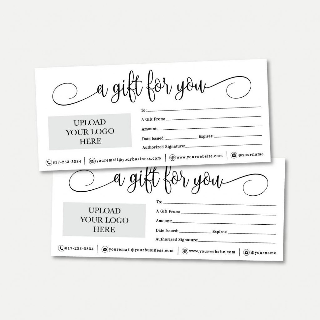 Simple Black And White Script Gift Certificate Template | Etsy | Printable Gift Card Template