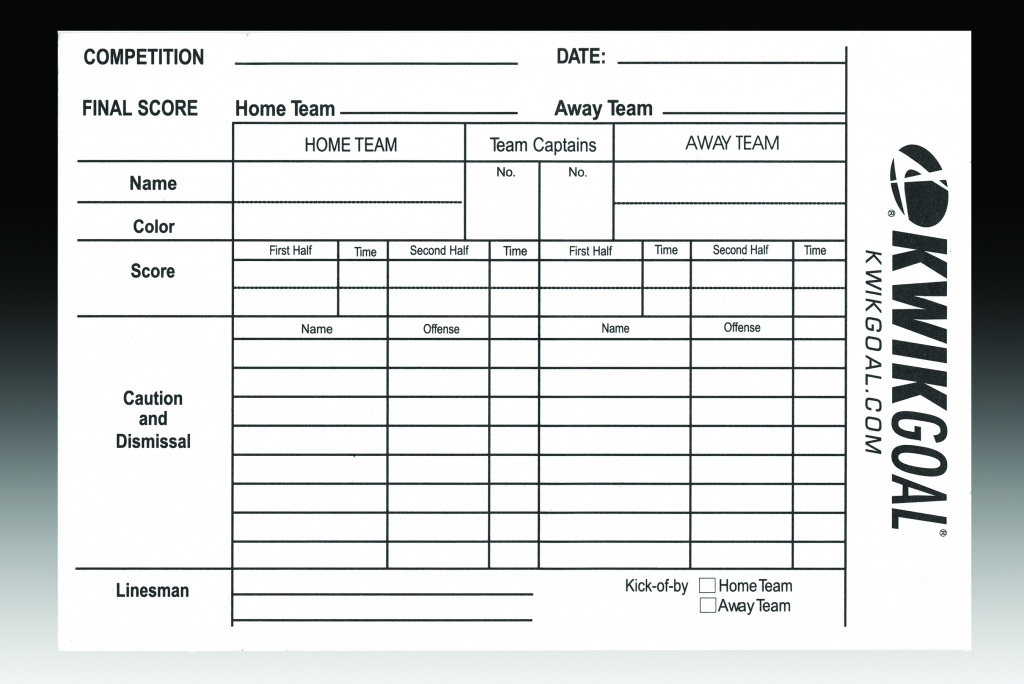 Soccer Referee Score Sheets - Gopher Sport | Printable Referee Score Cards