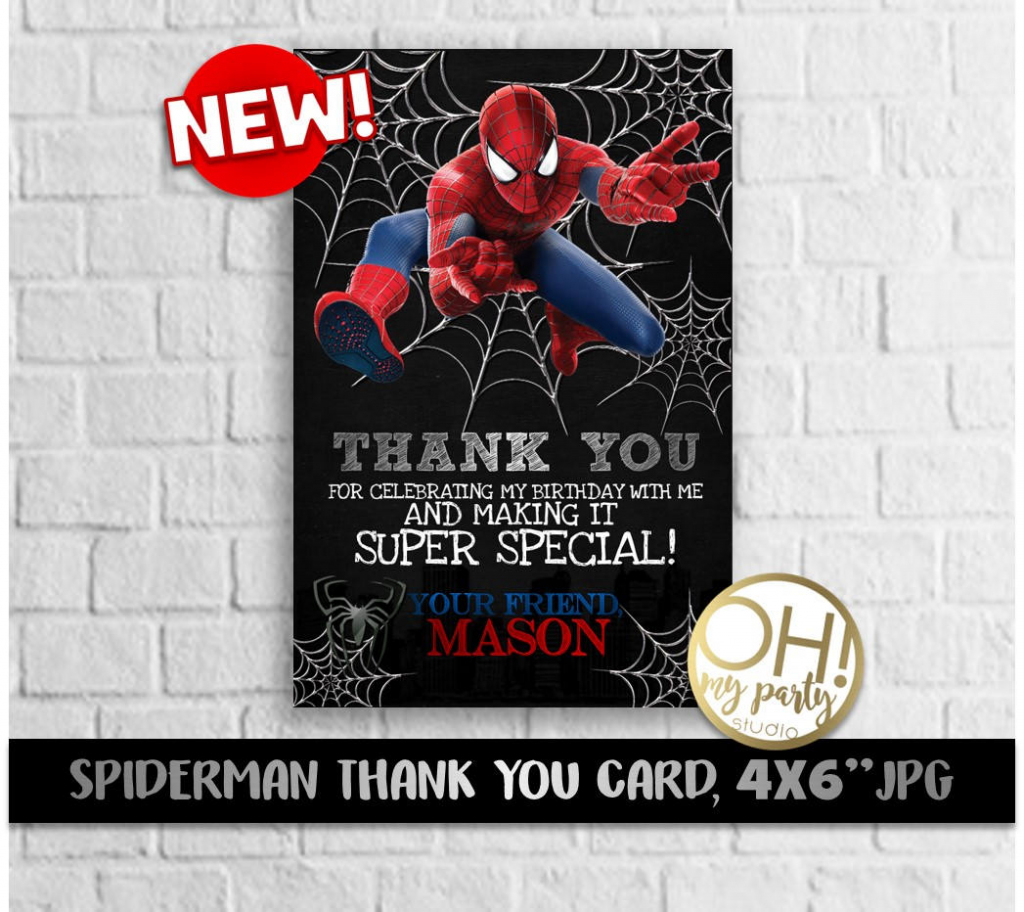 Spiderman Thank You Card Spiderman Party Spiderman Birthday | Etsy | Spiderman Thank You Cards Printable