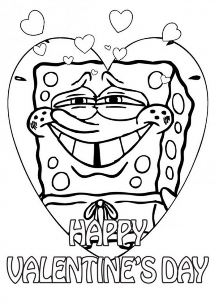 Spongebob Valentine Coloring Page | Valentine&amp;#039;s Day | Valentine | Spongebob Valentine Cards Printable