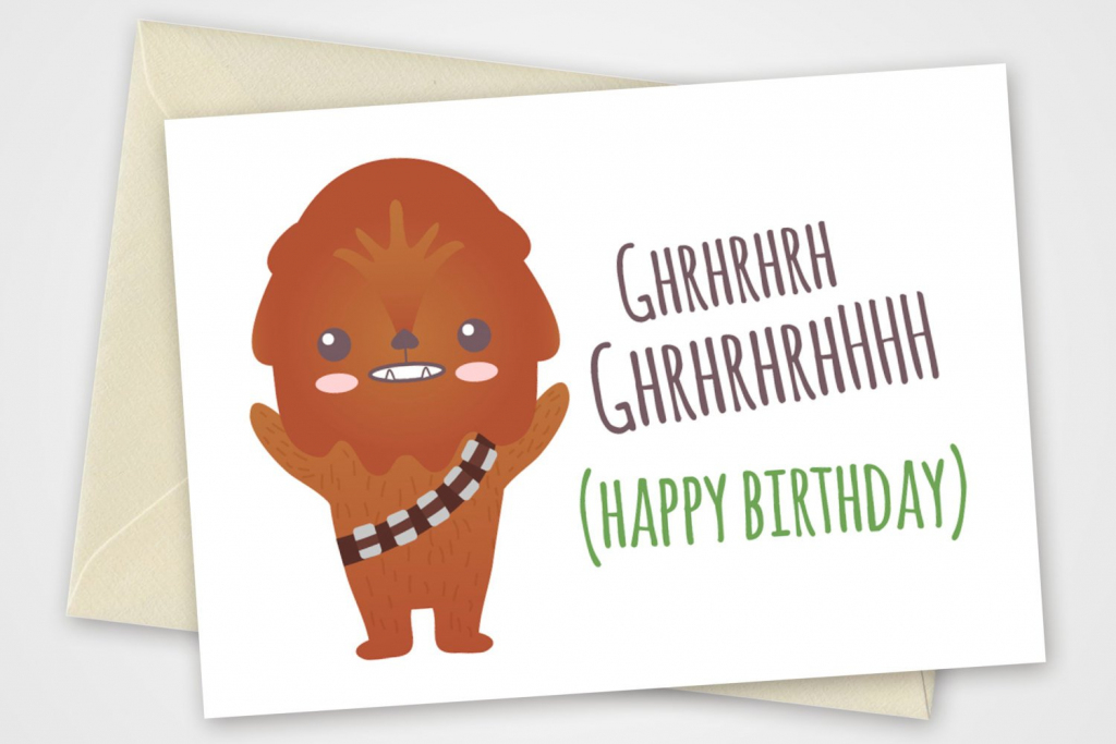 Star Wars Printable Card With Chewbacca Pdf Diy 6X4 Inch | Etsy | Printable Star Wars Cards