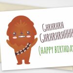 Star Wars Printable Card With Chewbacca Pdf Diy 6X4 Inch | Etsy | Star Wars Birthday Card Printable
