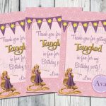 Tangled Favor Bag Tags, Printable, Rapunzel Birthday Party Thank You | Printable Rapunzel Birthday Card