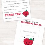 Teacher Appreciation Gift Printable Teacher Thank You Card End Of | Printable National Teacher Appreciation Week Cards
