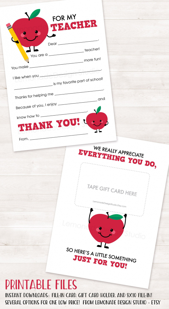 Teacher Appreciation Gift Printable Teacher Thank You Card End Of | Printable Teacher Appreciation Cards