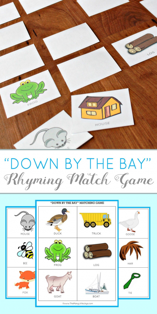 Teaching Kids To Rhyme: Rhyming Match Game (Free Printable | Rhyming Picture Cards Printable