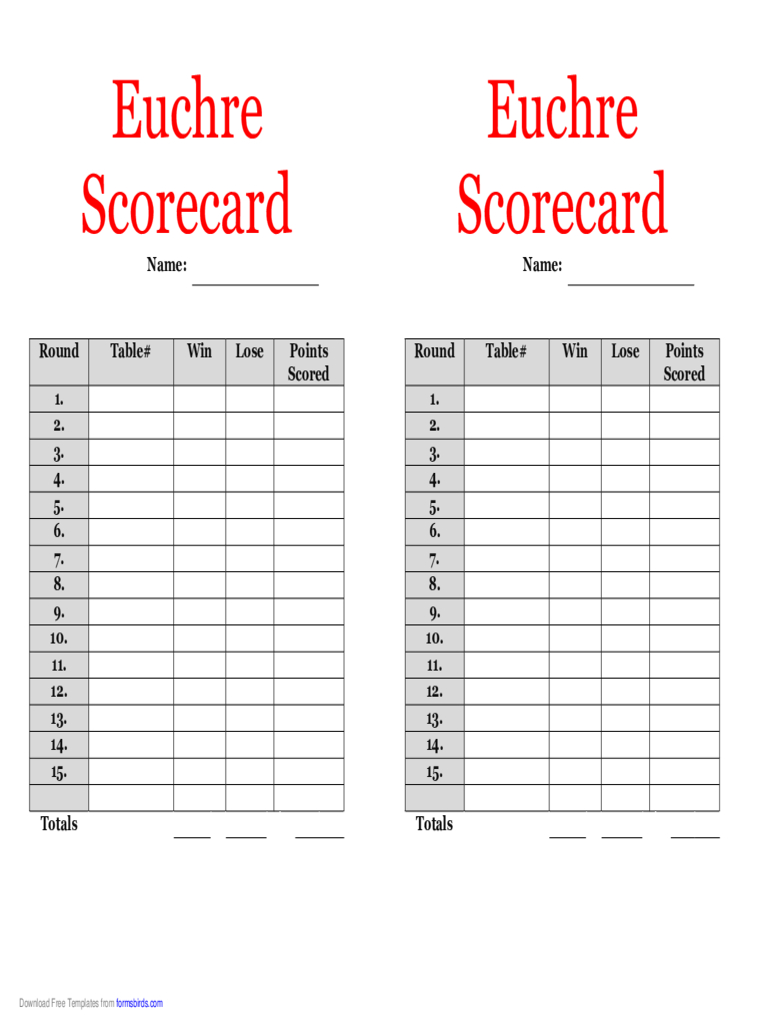 Template: Printable Euchre Score Cards. Euchre Score Cards | Printable Euchre Score Cards For 8 Players