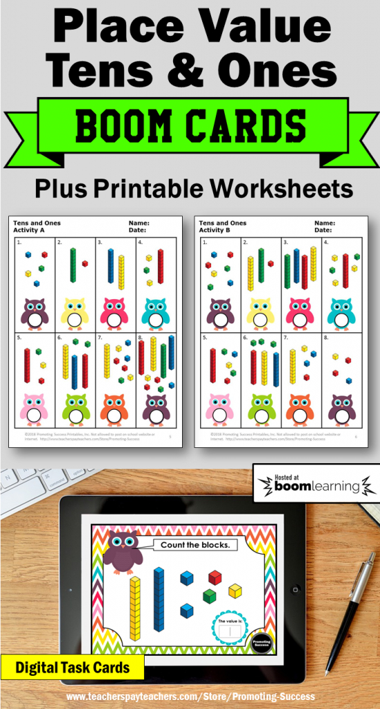 Tens And Ones Activities: You Will Receive 30 Boom Learning Cards | Base Ten Picture Cards Printable