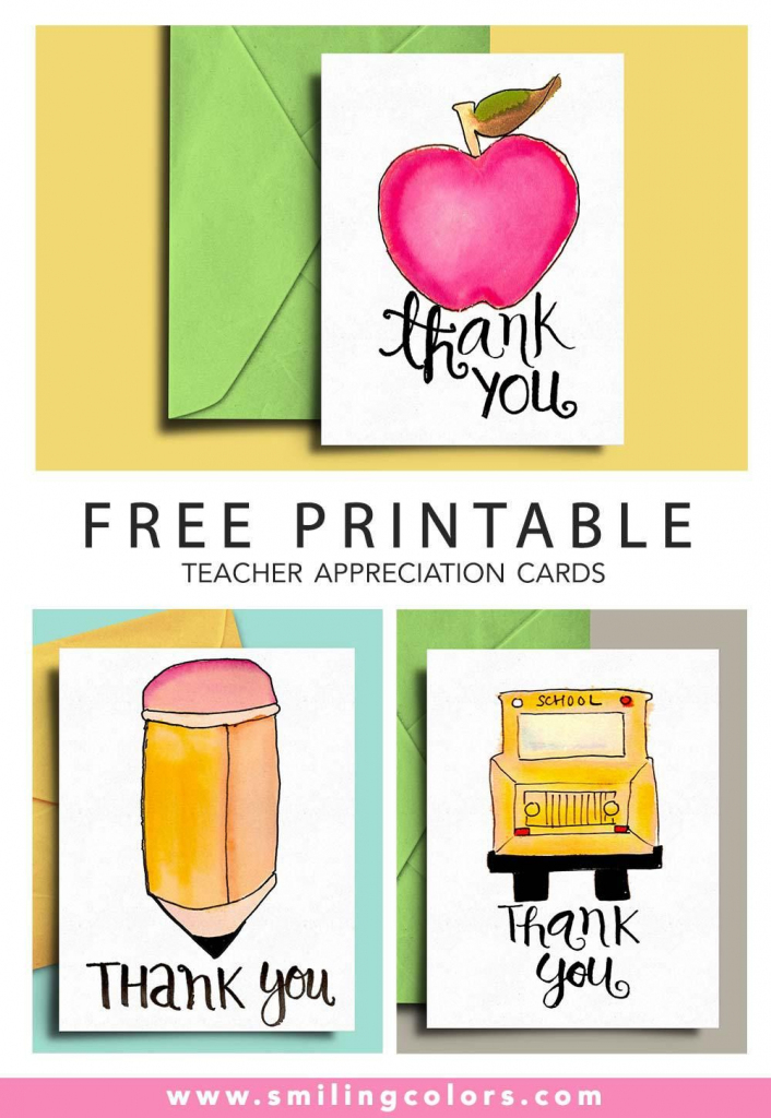 Thank You Card For Teacher And School Bus Driver With Free | Free Printable Teacher Appreciation Cards