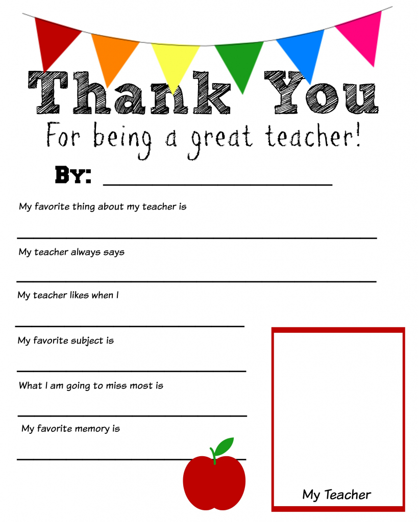 Thank You Teacher Free Printable | Printable Teacher Appreciation Cards