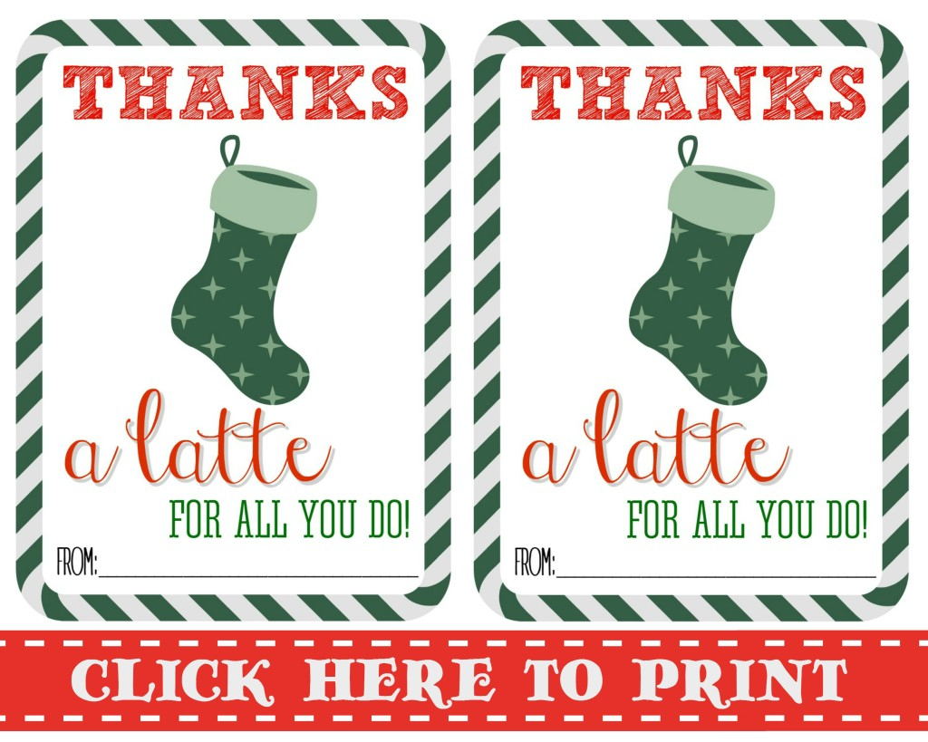 Thanks A Latte Free Printable | Thanks A Latte Free Printable Card