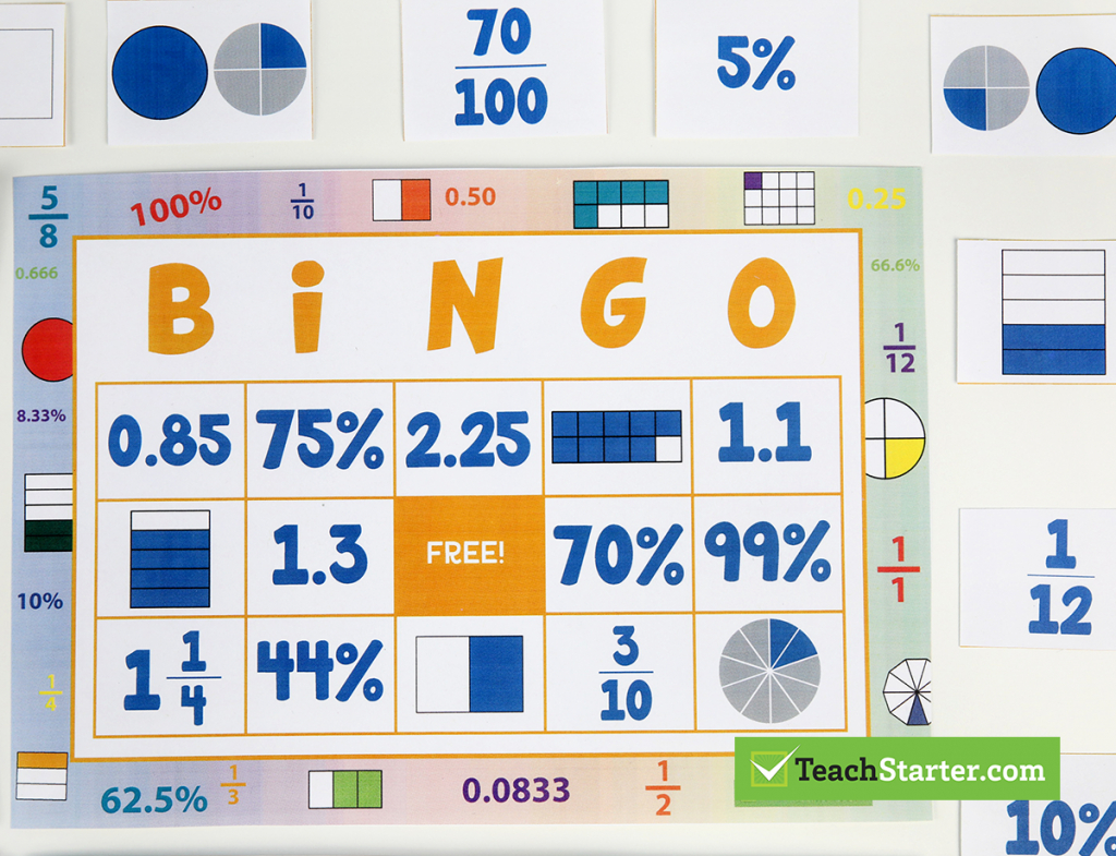 The 10 Best Primary School Classroom Bingo Games! | Fraction Bingo Cards Printable Free