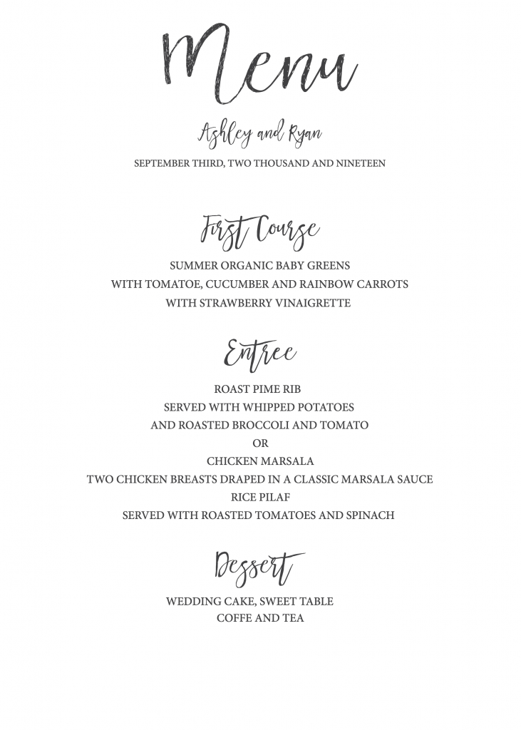 Timeless And Simple Wedding Invitation | Freebies &amp;amp; Free Printables | Free Printable Wedding Menu Card Templates
