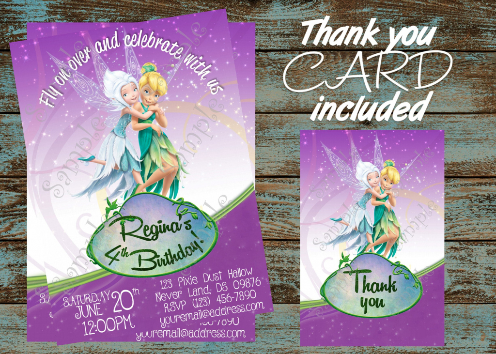 Tinkerbell Invitationtinkerbell And Periwinkle Invitation | Etsy | Printable Tinkerbell Thank You Cards