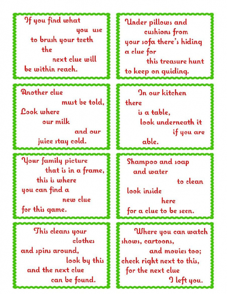 Christmas Scavenger Hunt Clues For Adults Printable