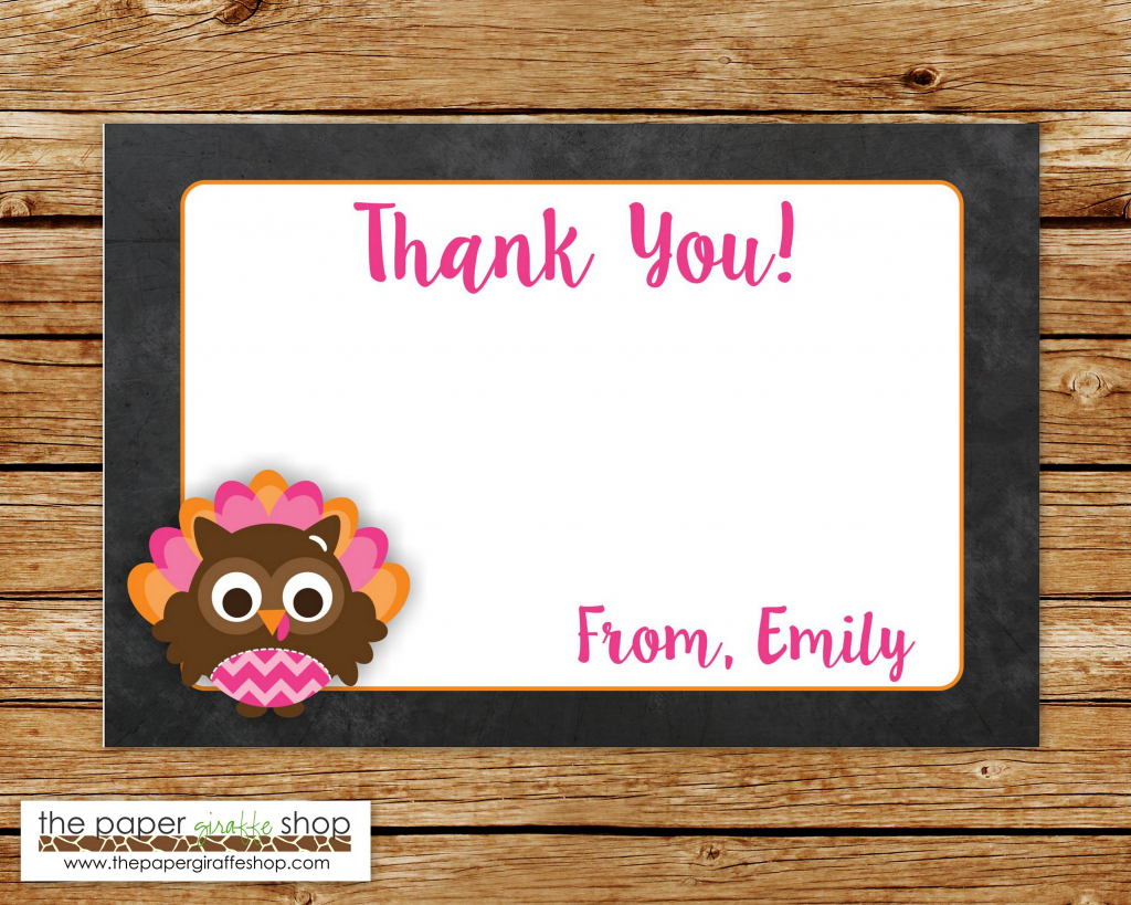 Turkey Thank You Card Pink And Orange Owl Turkey Thank You | Etsy | Printable Tinkerbell Thank You Cards