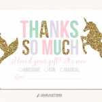Unicorn Thank You Card / Mermaid Thank You Card / Fill In The Blank | Free Printable Mermaid Thank You Cards