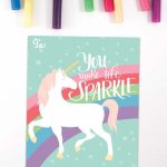 Unicorn Valentines Day Card For Kids, Rainbow Valentine Card For | Valentines Cards For Her Printable