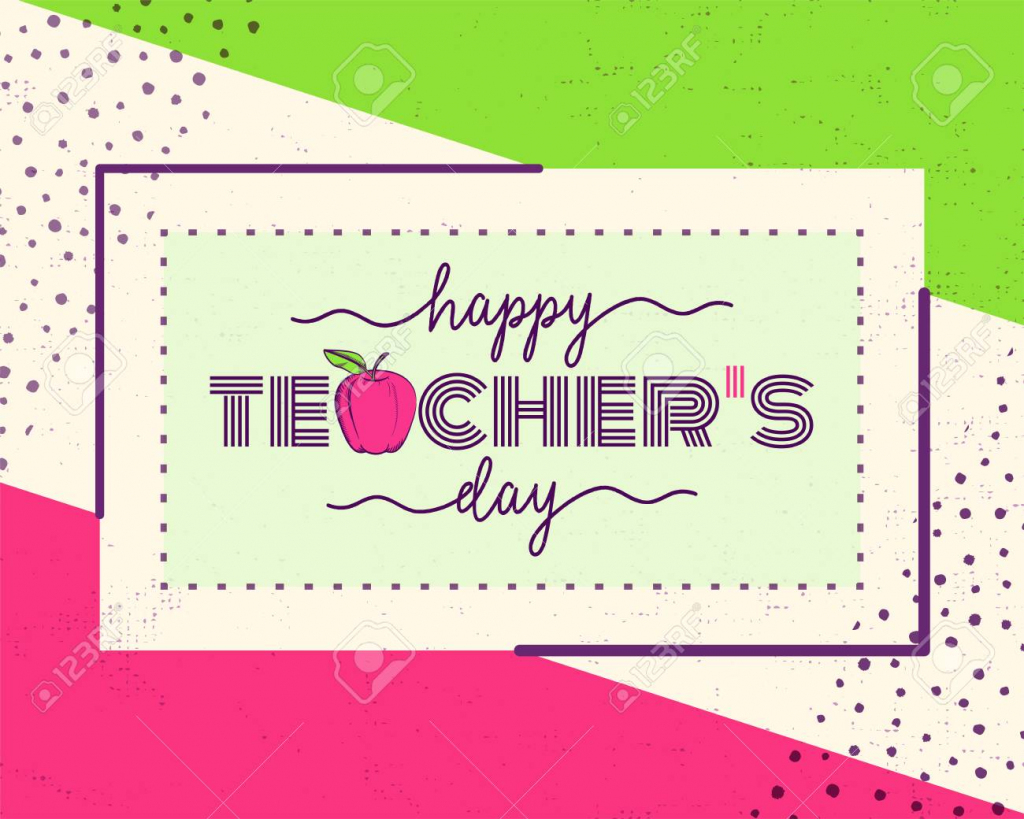 Vector Illustration Of Happy Teachers Day. Greeting Design For | Free Printable Teacher&amp;amp;#039;s Day Greeting Cards