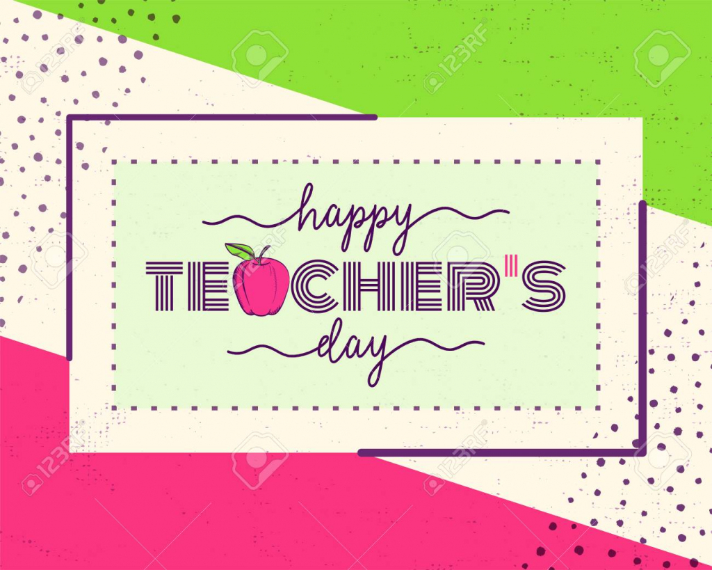 Vector Illustration Of Happy Teachers Day. Greeting Design For | Teachers Day Card Printable