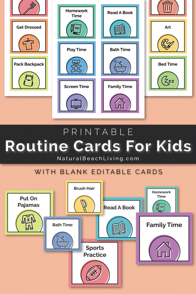Visual Schedule - Free Printable Routine Cards - Natural Beach Living | Free Printable Picture Schedule Cards