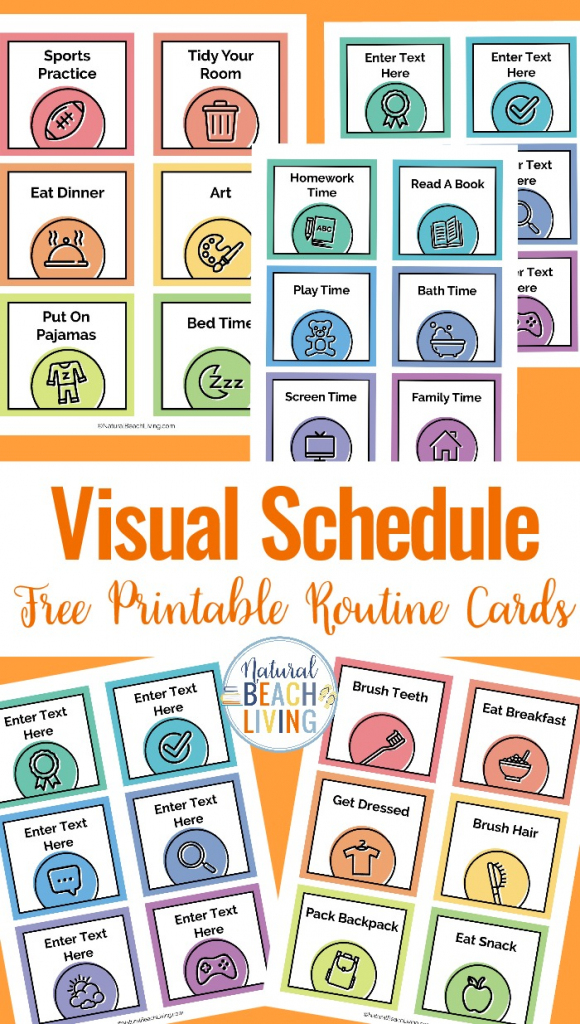 Visual Schedule - Free Printable Routine Cards - Natural Beach Living | Printable Routine Cards For Toddlers