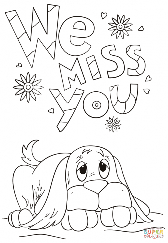 We Miss You Coloring Page | Free Printable Coloring Pages | Coloring | Printable Miss You Cards