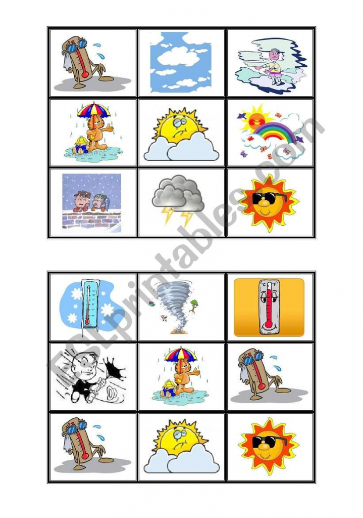 Weather Bingo Cards - Esl Worksheetonecostar | Esl Bingo Cards Printable