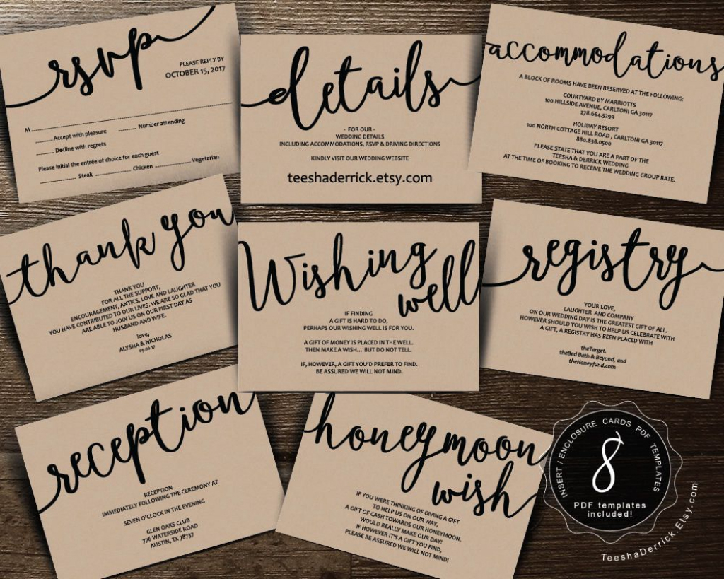 Wedding Insert Cards Pdf Template (Instant Download), Enclosure Card | Free Printable Enclosure Cards