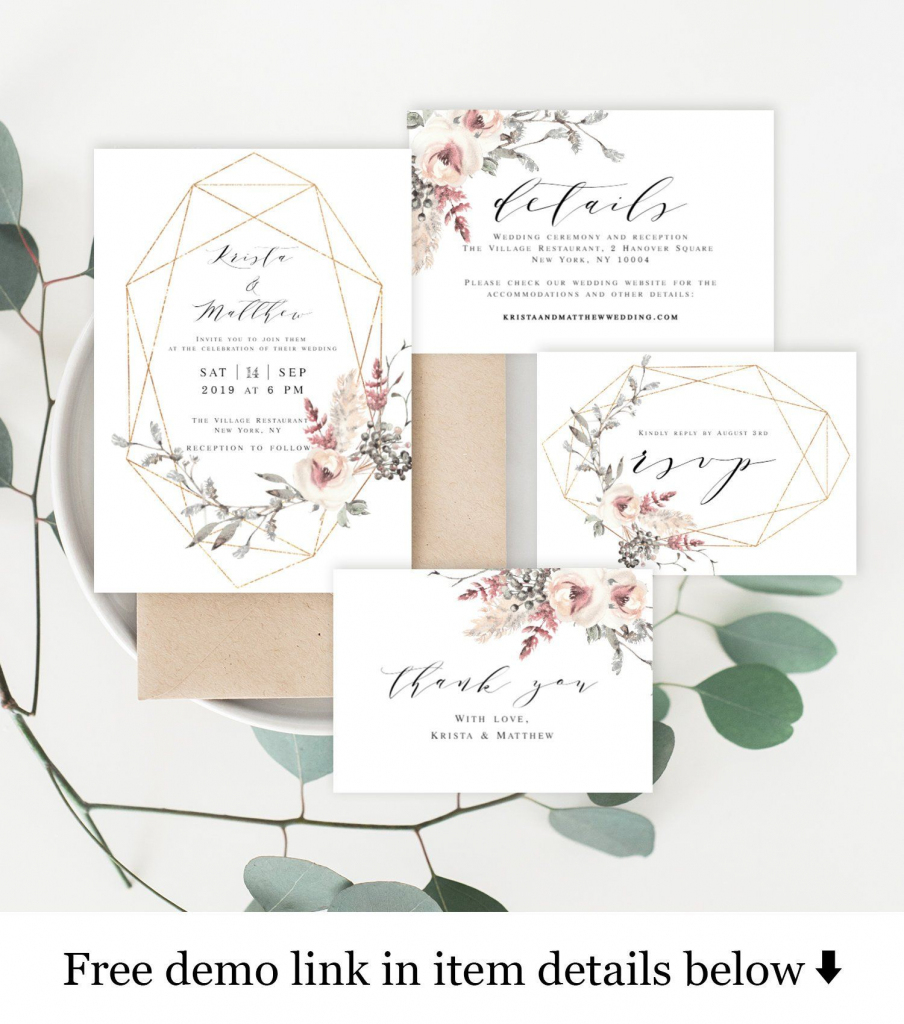 Wedding Invitation Kit Invite Template 100% Editable Unlimited Diy | Free Printable Enclosure Cards