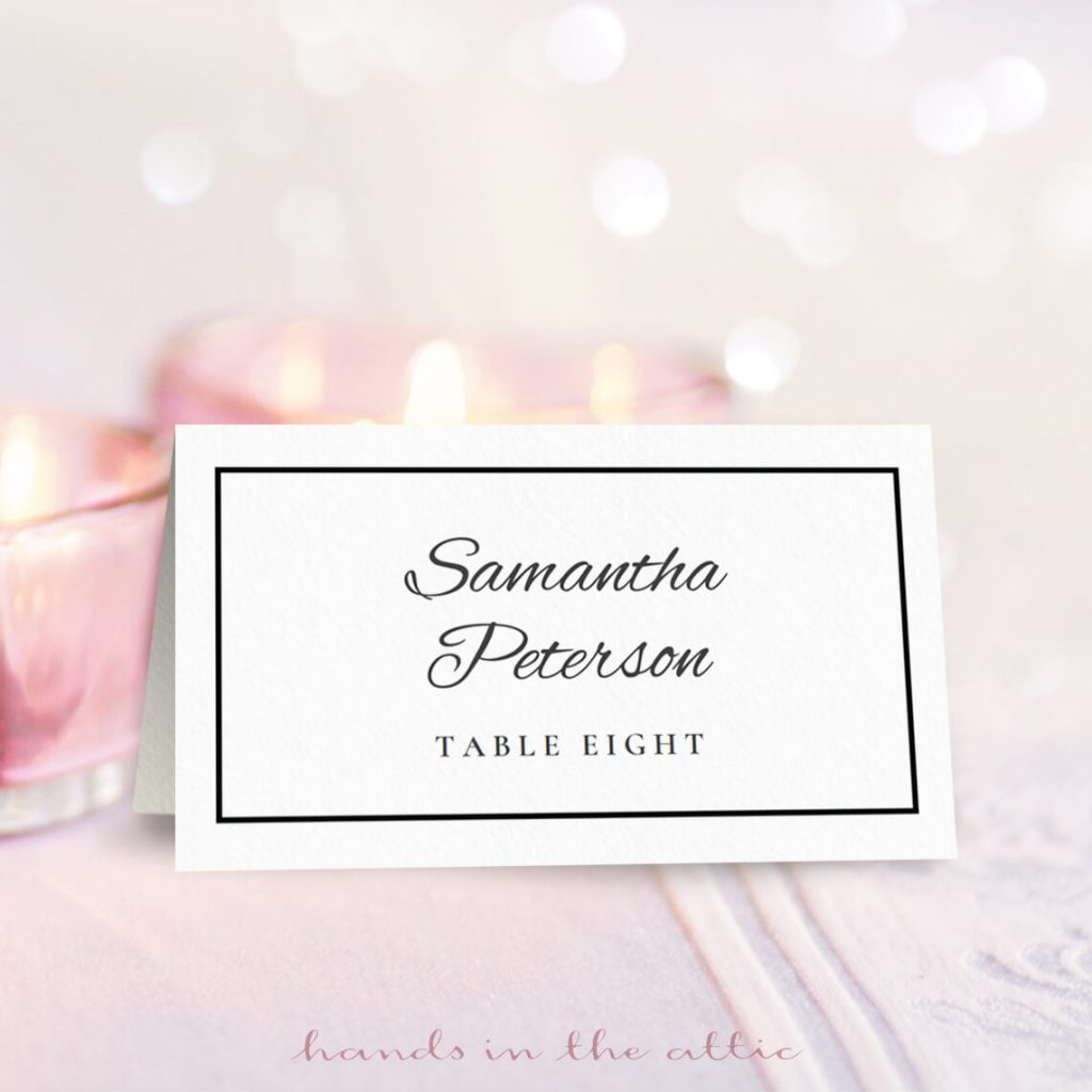 Wedding Place Card Template | Free Download | Hands In The Attic | Printable Wedding Seating Cards