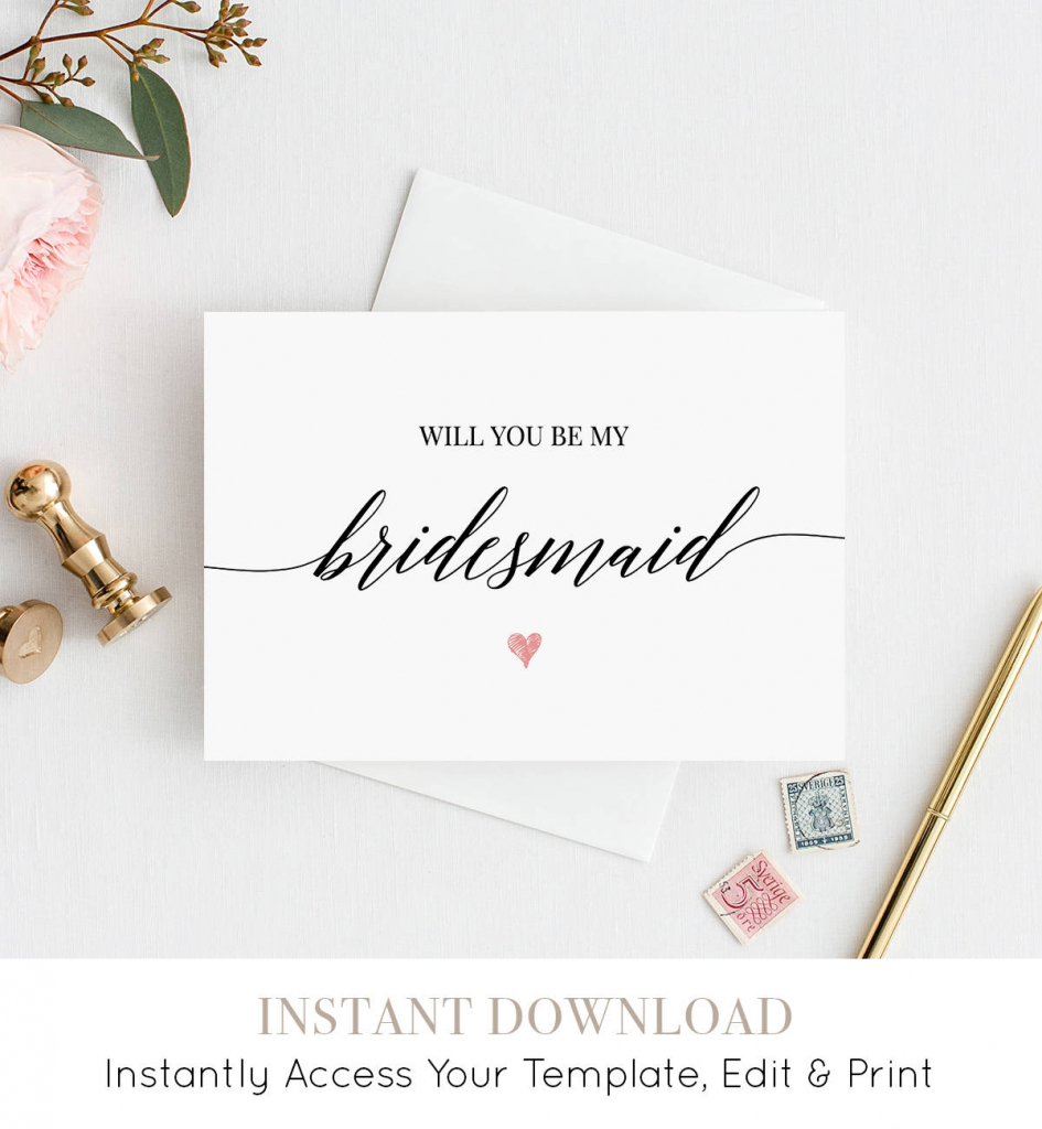 Will You Be My Bridesmaid Printable Card, Ask To Be Bridesmaid | Free Printable Will You Be My Maid Of Honor Card