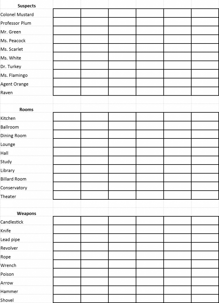 Cluedo Score Cards Printable Best FREE Printable