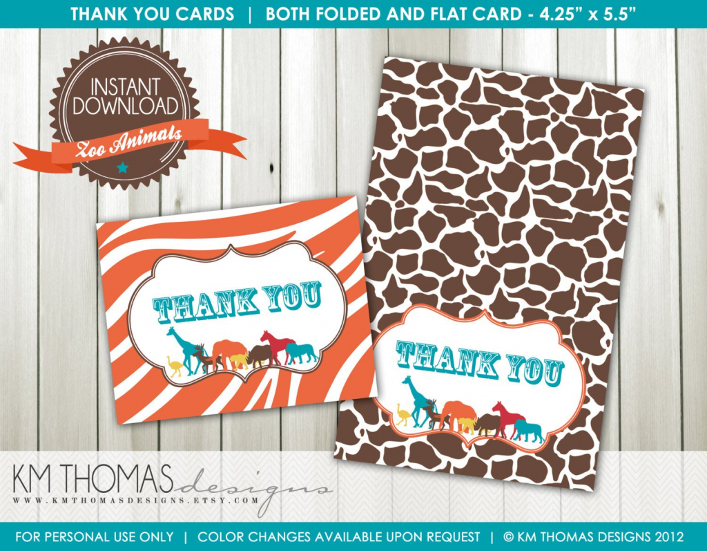 Zoo Animals Thank You Cards Flat Cards Folded Cards | Etsy | Thomas Thank You Cards Printable